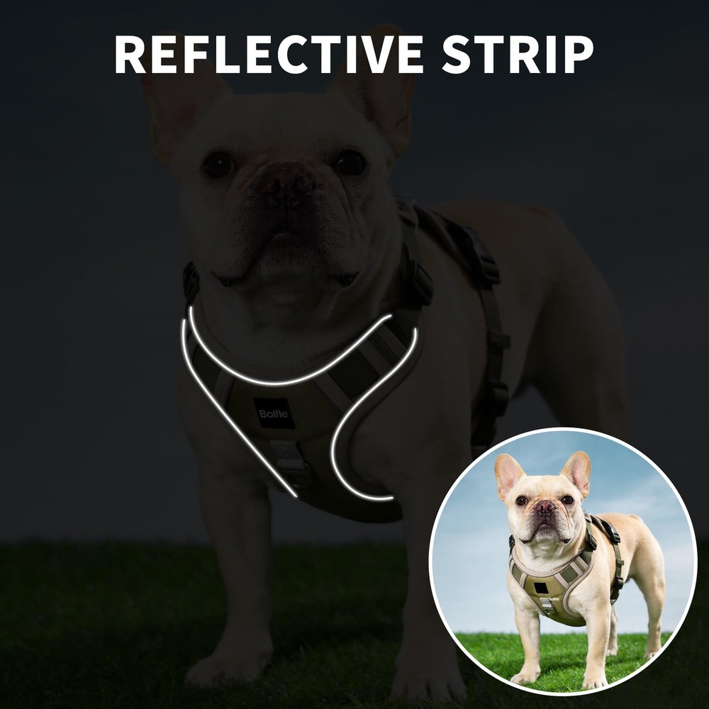 Small Dog Harness, Heavy Duty Tactical No-Pull Reflective Harness & Collar Se...