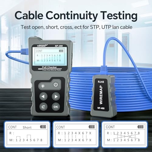 POE Cable Tester for Power Over Ethernet, Network Cable Continuity NF-488