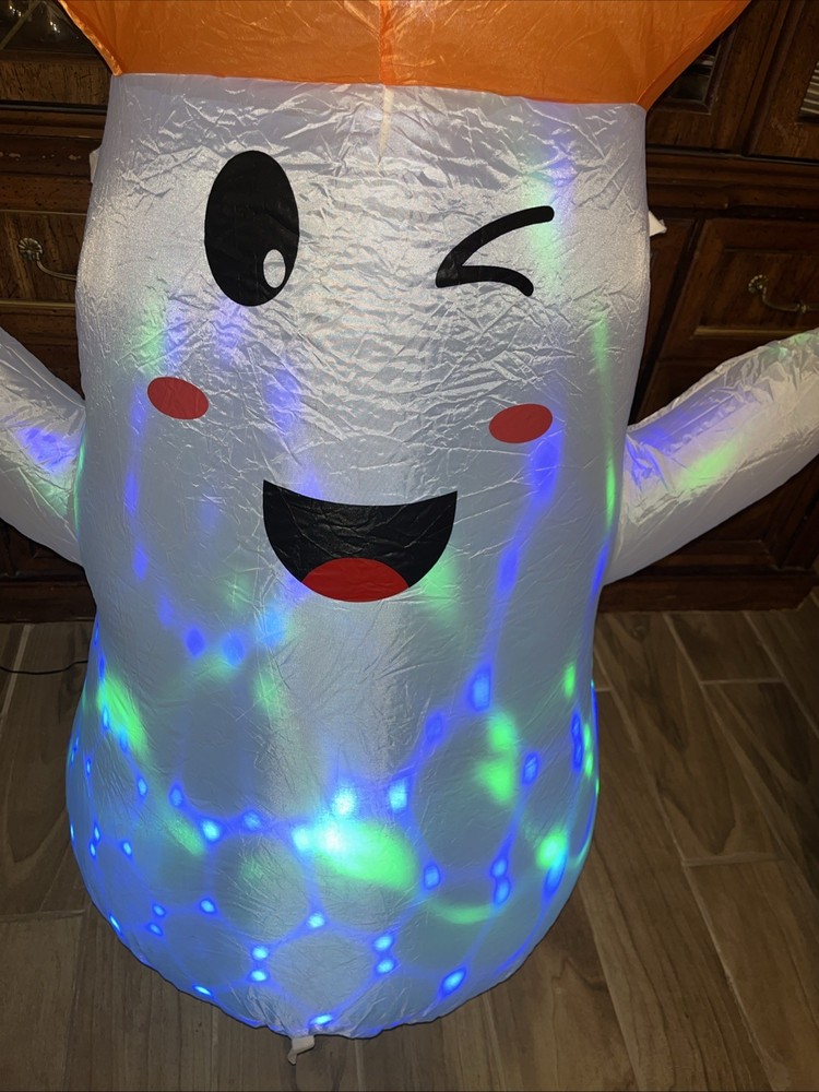 Airblown Inflatable Halloween Pumpkin Ghost Witch Hat Lighted 5 Ft Open Box
