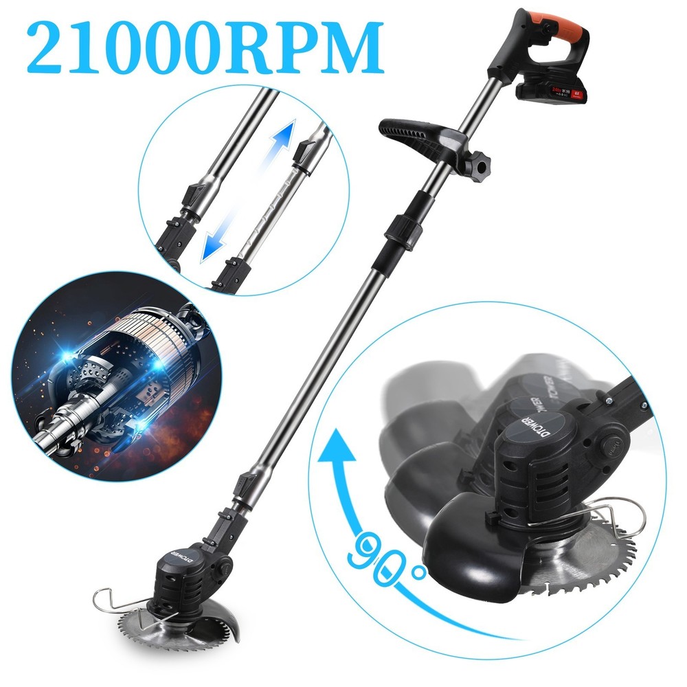 Electric Cordless Grass String Trimmer Lawn Edger Weed Wacker Cutter + 2 Battery