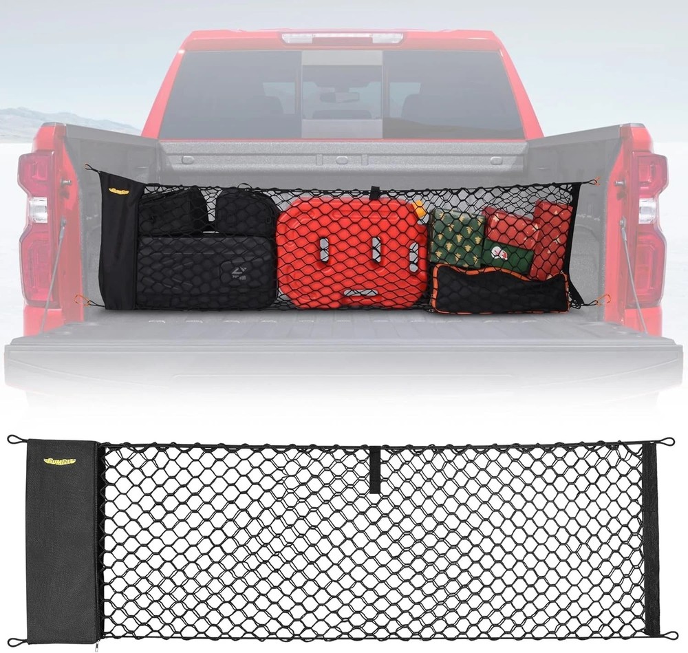 Envelope Style Trunk Cargo Net Compatible with Silverado 2013-2024 Accessories,