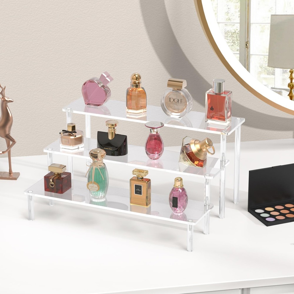 Acrylic Display Risers, 3 Tier Perfume Organizer