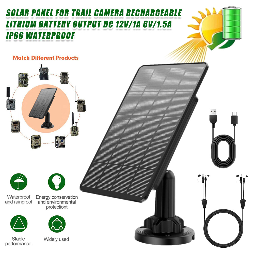 5,000mAh Panel Solar Impermeable Para Trail Camera Batería Recargable Salida