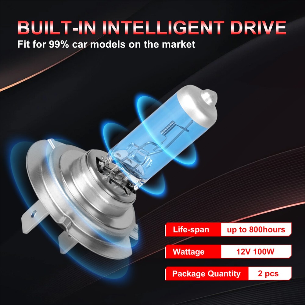 4Pcs H7 Halogen headlight High + Low Beam Combo Bulbs 4200K warm White Bright