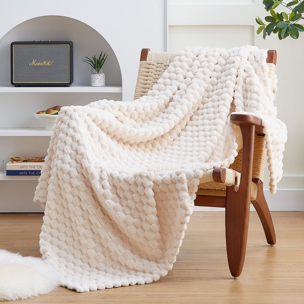 Fleece Throw Blanket for Couch or Bed - 3D Imitation Turtle Shell Jacquard De...