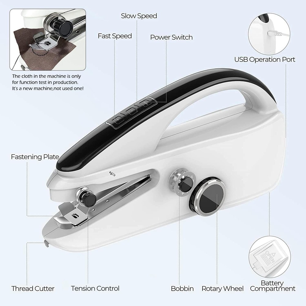 Handheld Mini Portable Electric Small Sewing Machine Quick Stitch for Home Tr...