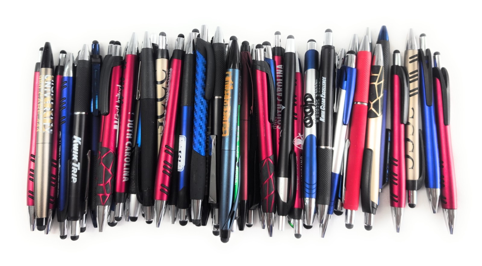 50 Misprint STYLUS TIP Retractable Click Pens HUB PEN bulk Mixed MULTICOLOR Lot