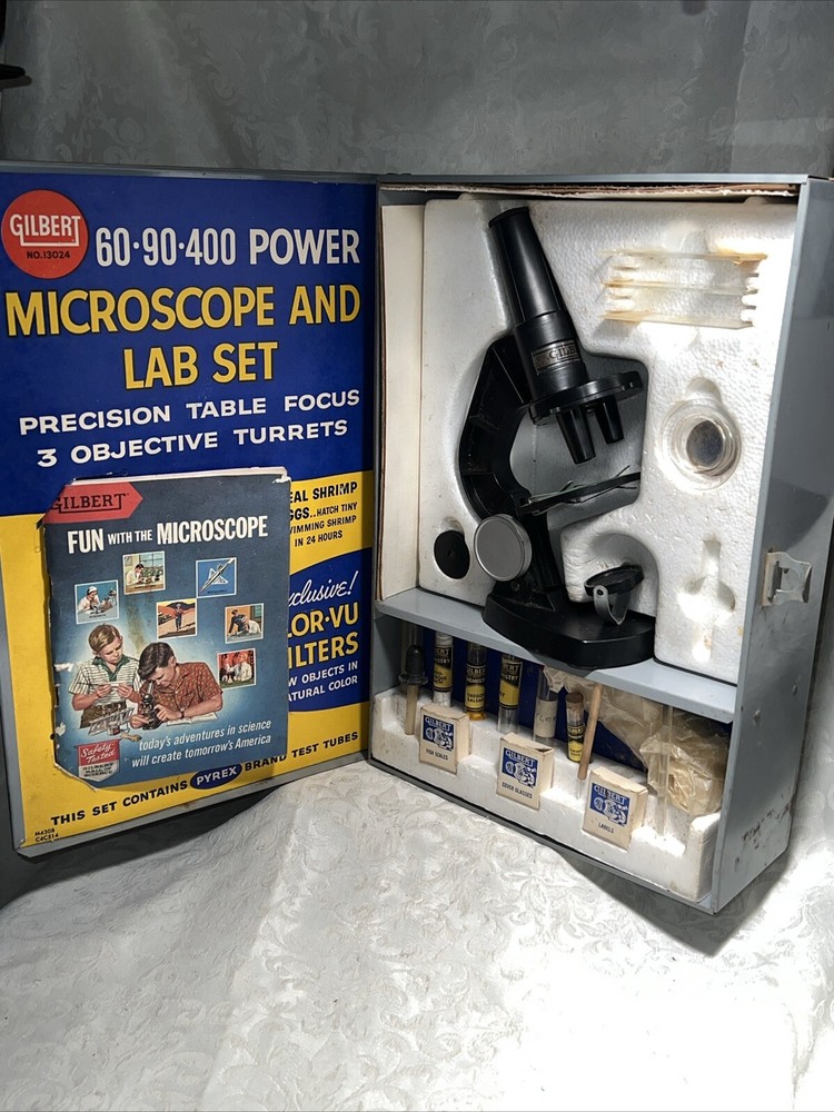 Gilbert Microscope & Lab Set #13024 Almost Complete See Pictures!