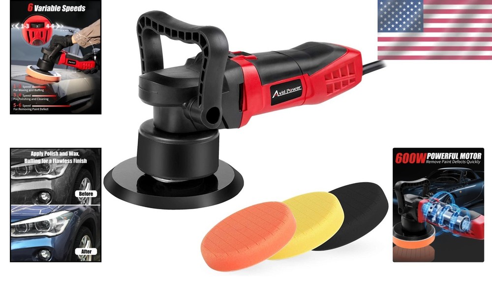 Variable Speed 6-Inch Random Orbital Buffer Polisher - Detailing Made Easy