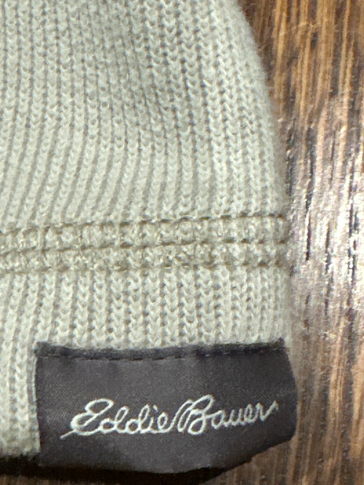 Eddie Bauer Men's XL Quarter Zip Knit Pullover Oatmeal Cotton Blend Normcore