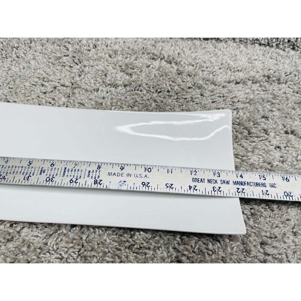 Simple Dining Ceramic White Concaved Rectangle Platter Serving Plate 14"X6"