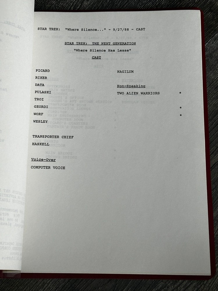 STAR TREK Script The Next Generation Where Silence Has Lease Revised Final Draft