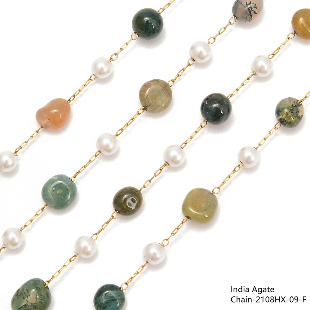 6-8mm Pebble Nugget Beads Multi Gemstone Chain Sold One Meter Per Bag