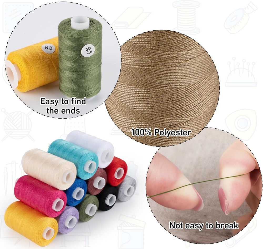 ilauke Sewing Thread, 30 Color Assortment, 500 Yards Polyester Thread, Sewing Ki