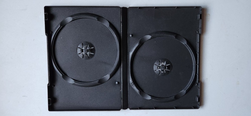 USED 14mm Standard Black Double 2-Disc DVD Case with Clear Outer Sleeve