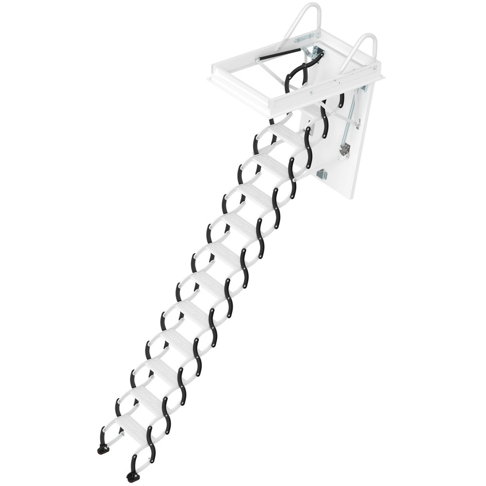 12Steps Black Loft Wall Folding Pulldown Attic Ceiling Ladder Stairs 39.4* 27.6"