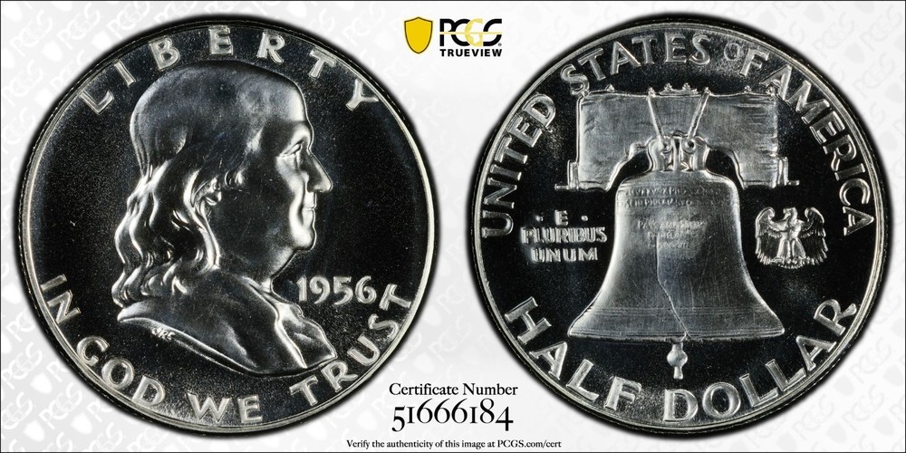 1956 Proof Franklin Silver Half Dollar - PCGS PR 68 - Type 1 - Gold Shield