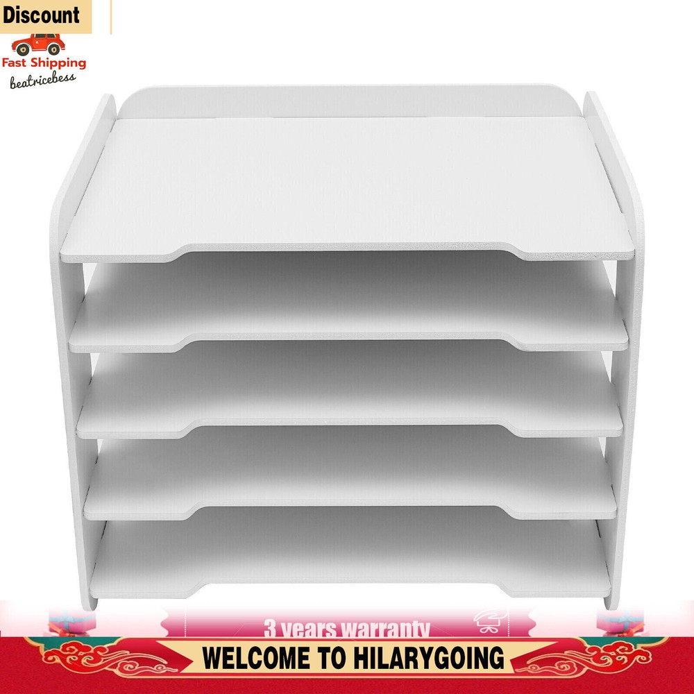 Stackable File Organizer Tray Desk Desktop Paper Document Tray Holder 5 Tiers