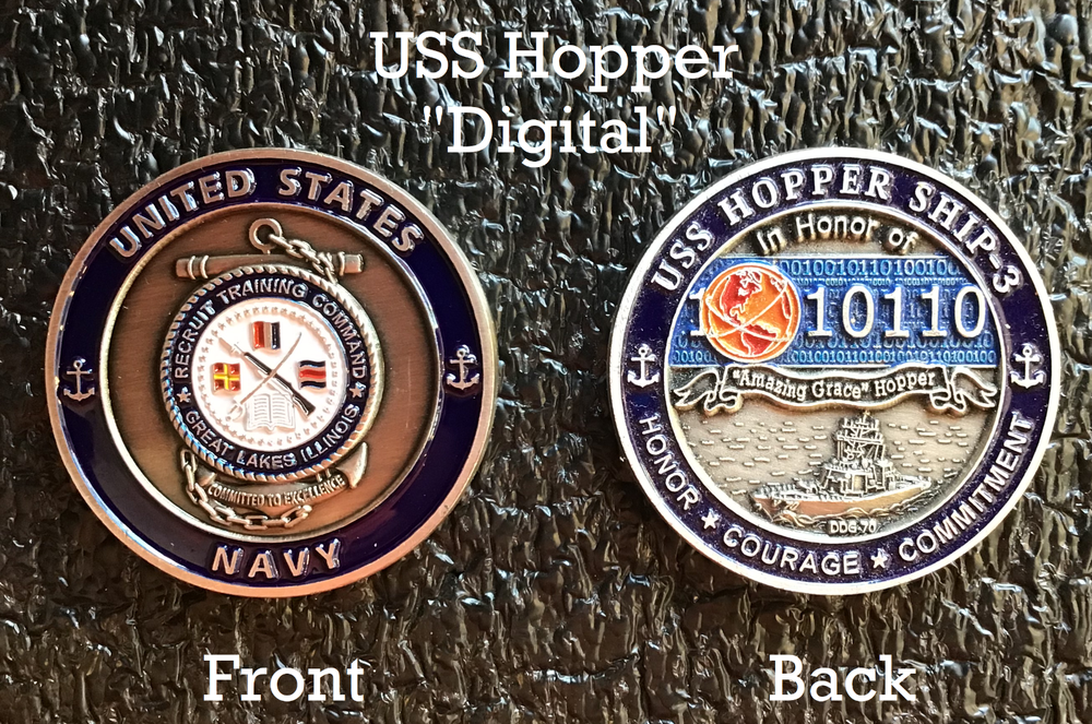 ~ USS Hopper ~ Ship 3 ~ US Navy Recruit Training Command Challenge Coin