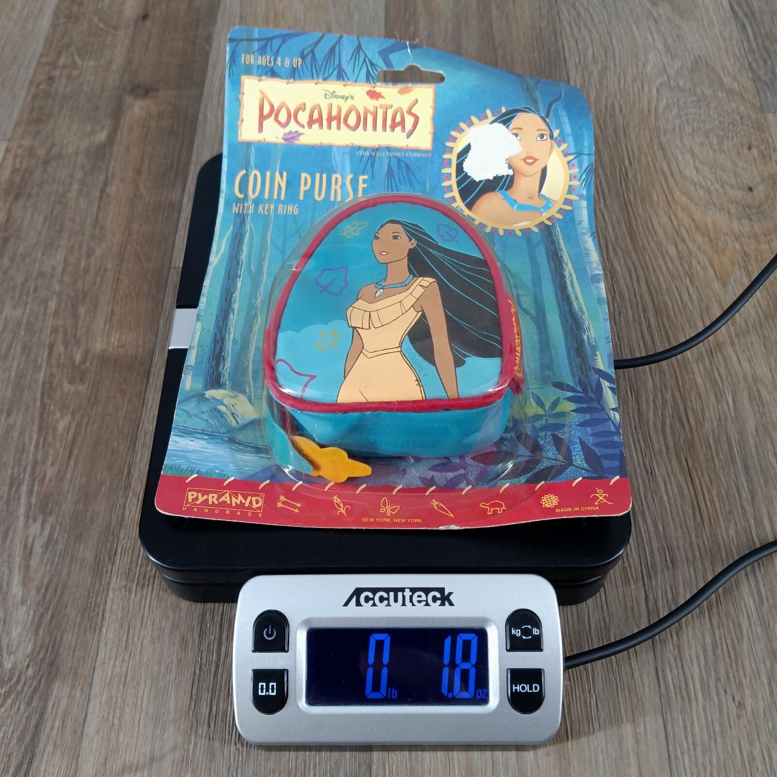 Vintage 90s Disney Pocahontas Coin Purse With Key Ring For Ages 4 + By Pyramid