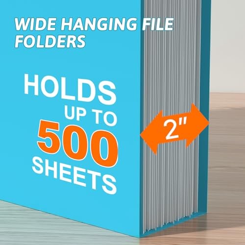 Extra Capacity Plastic Hanging File Folder Letter Size,12 Pack Multicolor