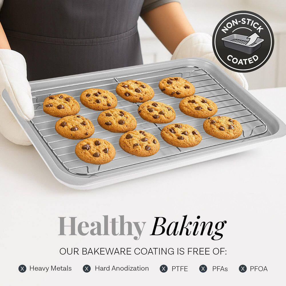 6-Piece White Ceramic Nonstick Stackable Bakeware Set