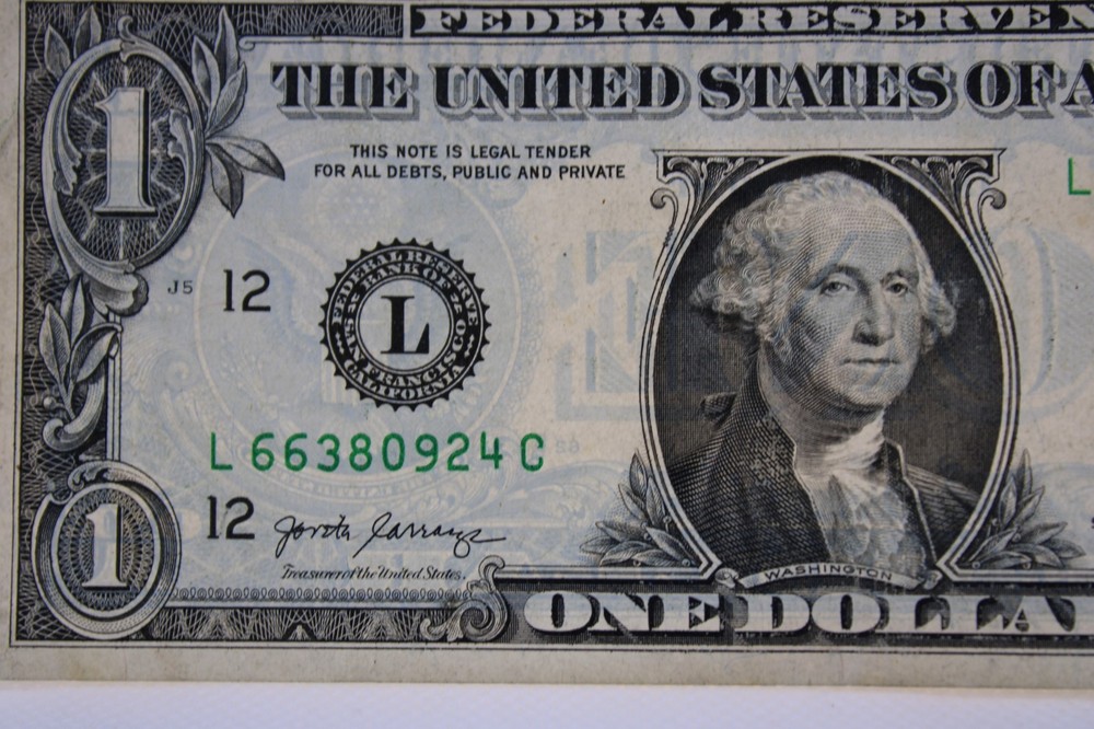Stamp Errors Fancy Serial Number One Dollar Bill L66380924C Pair