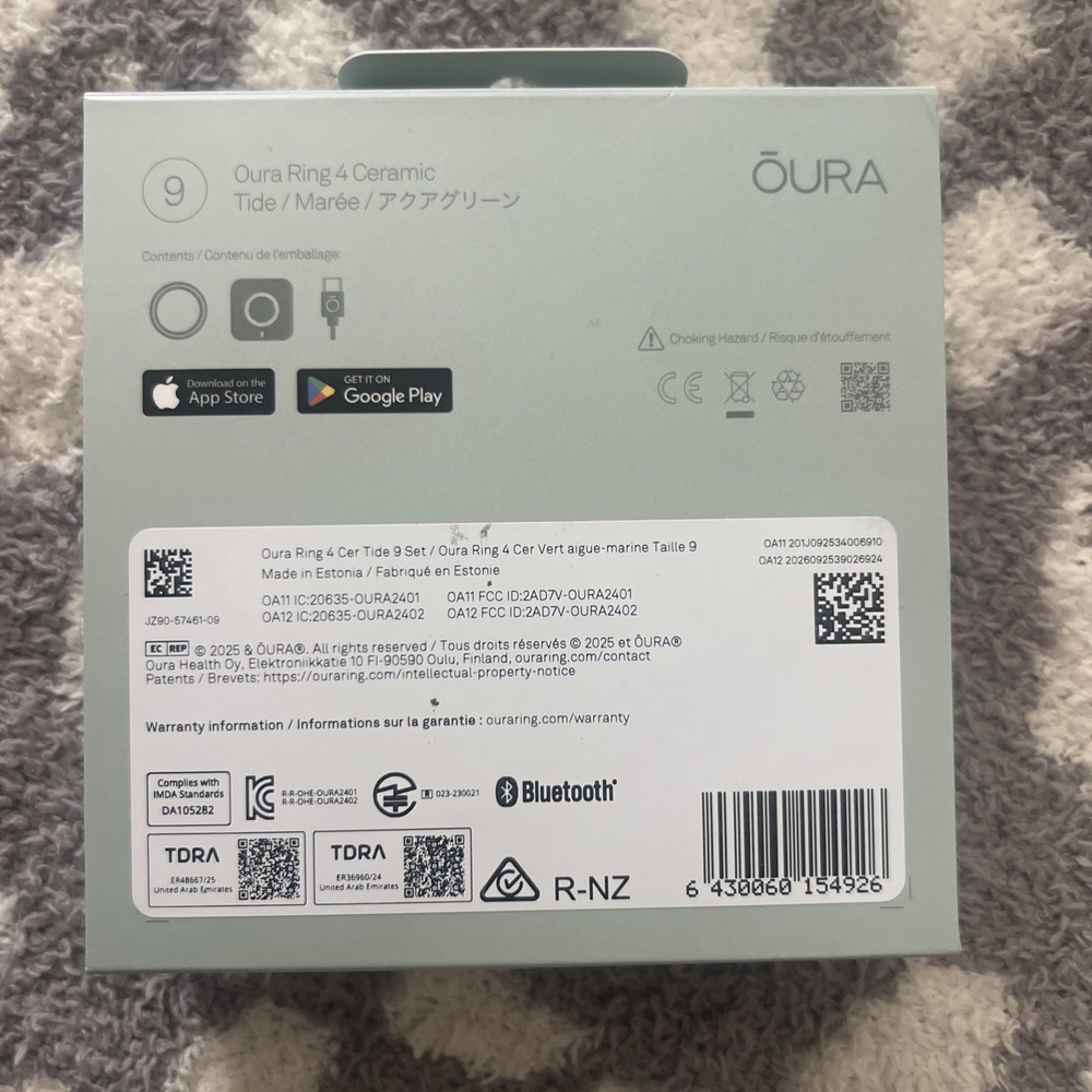 OURA Ring GEN 4 Ceramic Tide Smart Ring Size 9 - New/Sealed!