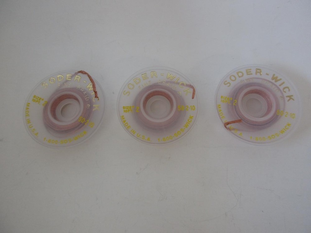 3x Soder Wick #2 50-2-10 Rosin Desoldering Braid .06" Solder Removal CHEMTRONICS