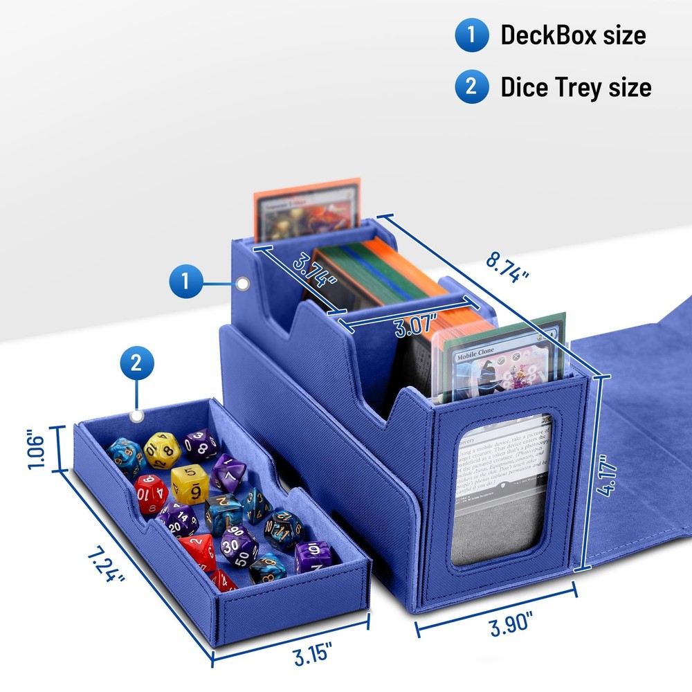 Double deck box, mtg commander box with 2 Commander Display & 1 Dice Tray, Fi...