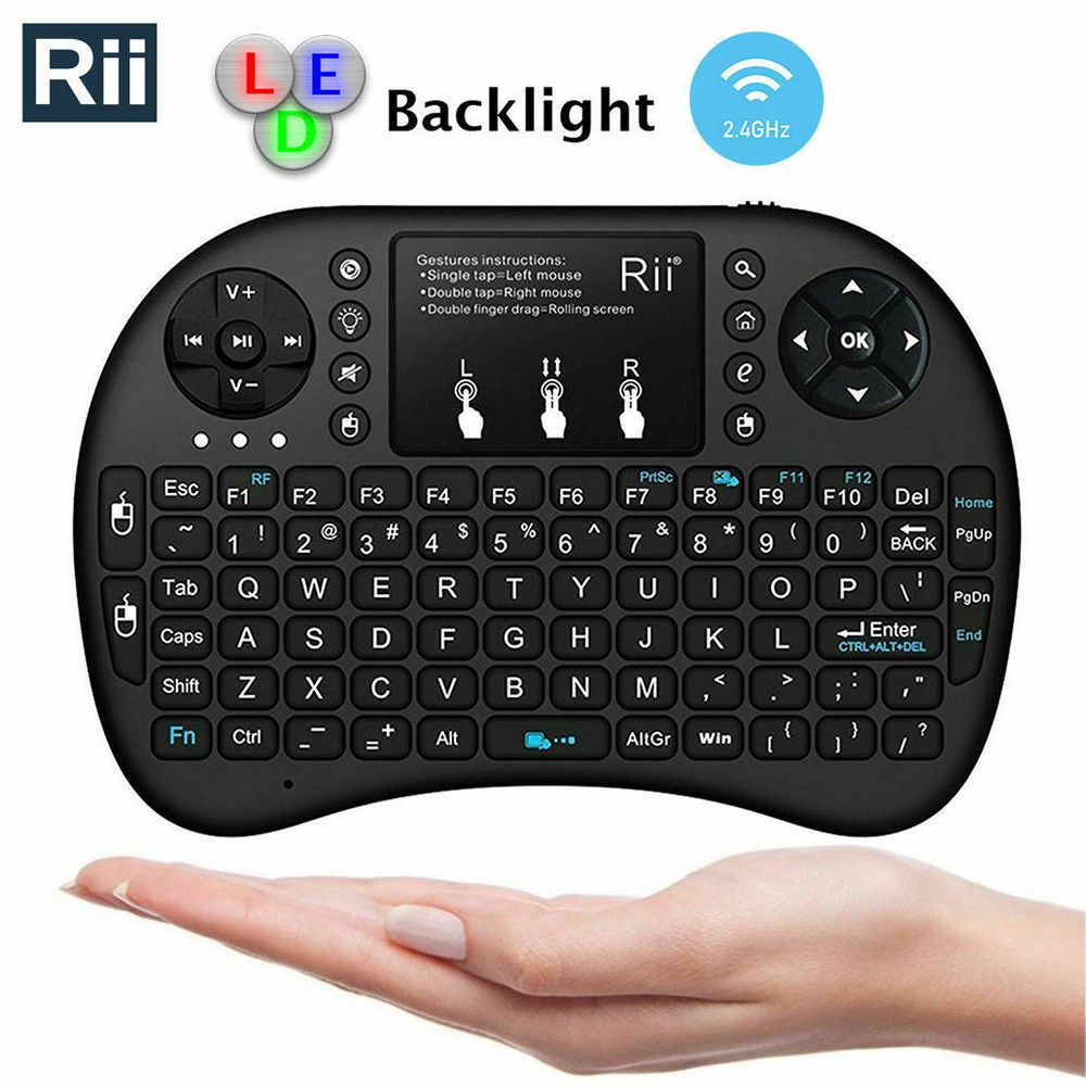 Rii i8+Backlit Mini Wireless Touch Keyboard, Backlit, Touchpad Mouse Combo.