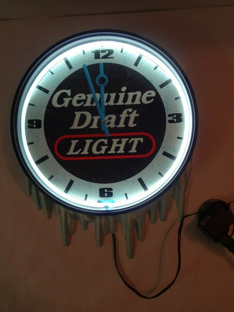Miller Genuine Draft Light Beer Neon Clock Blue Neon