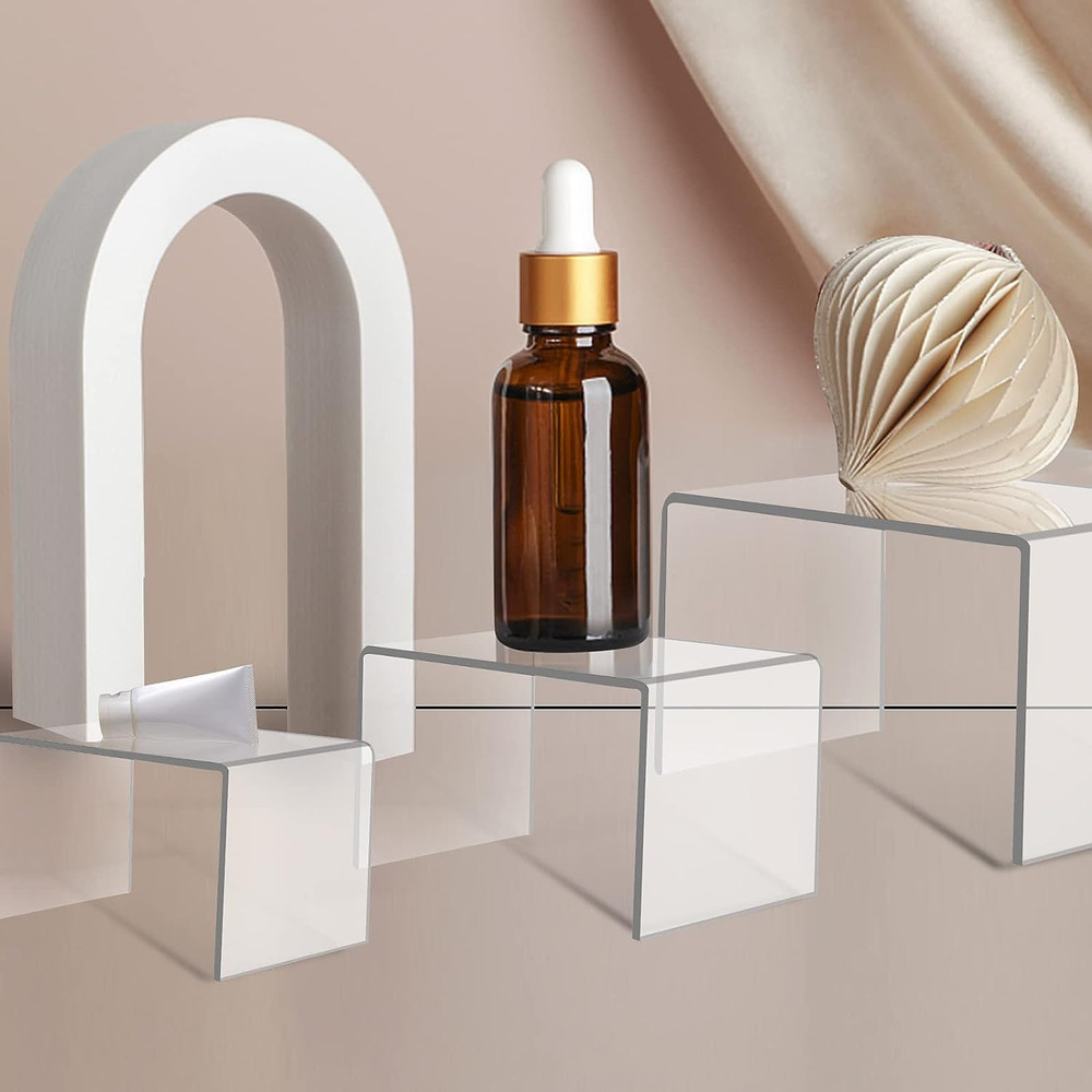 6 Pcs Acrylic Risers for Display, Acrylic Display Riser, Clear Display Stands fo