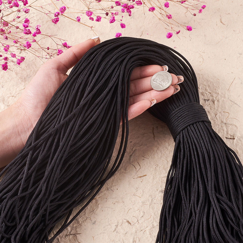 100m Black Polyester & Polypropylene Paracords Rock Climbing Ropes Cords 2mm