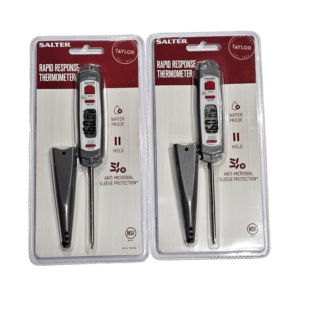 2 Pack Salter Rapid Response Thermometer Water Proof + Hold