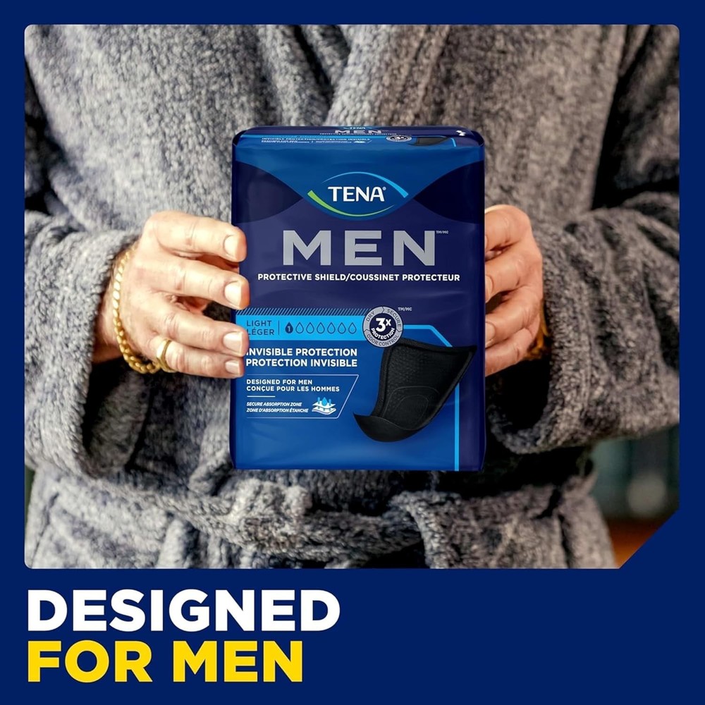 TENA Men Incontinence Guard for Men, Light/ Maximum/ Overnight Absorbency