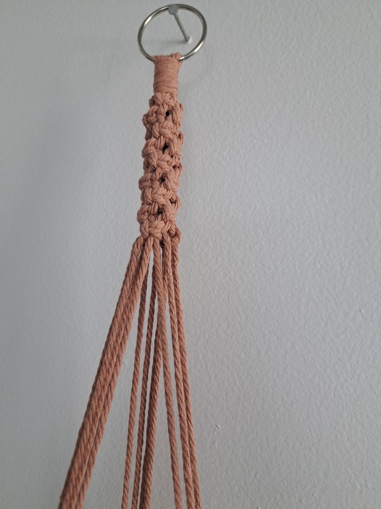 Macrame Plant Hanger, Handmade, Light Brown, 32" Long