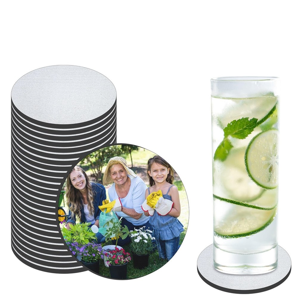 18 PCS Sublimation Coasters Blanks Bulk, 4x4 Inch Round Blank Cup Mat Rubber ...
