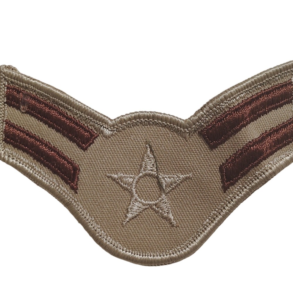 USAF Airman First Class E‑3 Desert Subdued Patch, 4" × 2‑1/2", Embroidered
