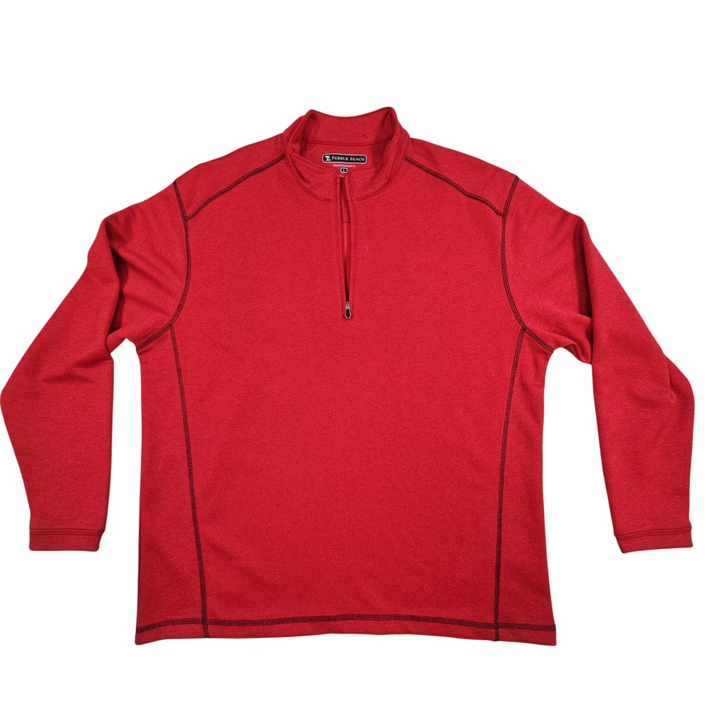 Pebble Beach 1/4 Zip Golf Pullover Mens Large Red Performance Shirt Long Sleeve