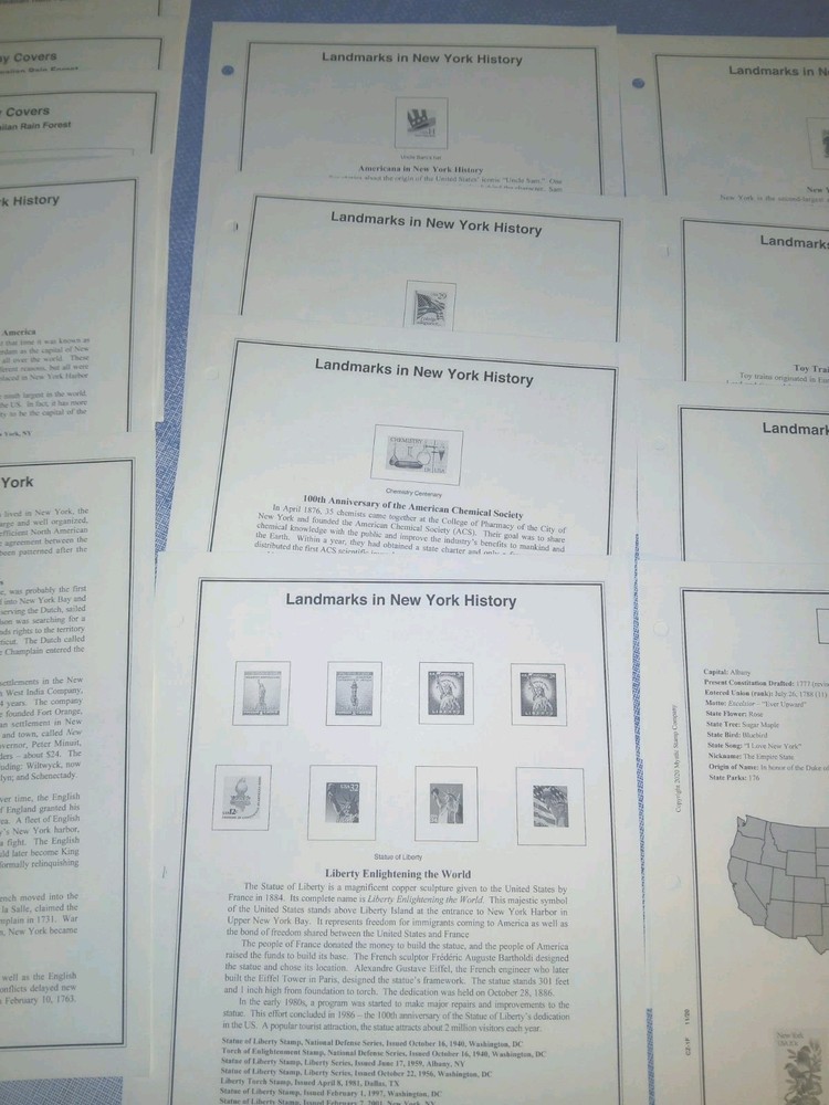 New York History 21 Clean Album Pages For Stamps/Covers Mystic Co. 2020 New