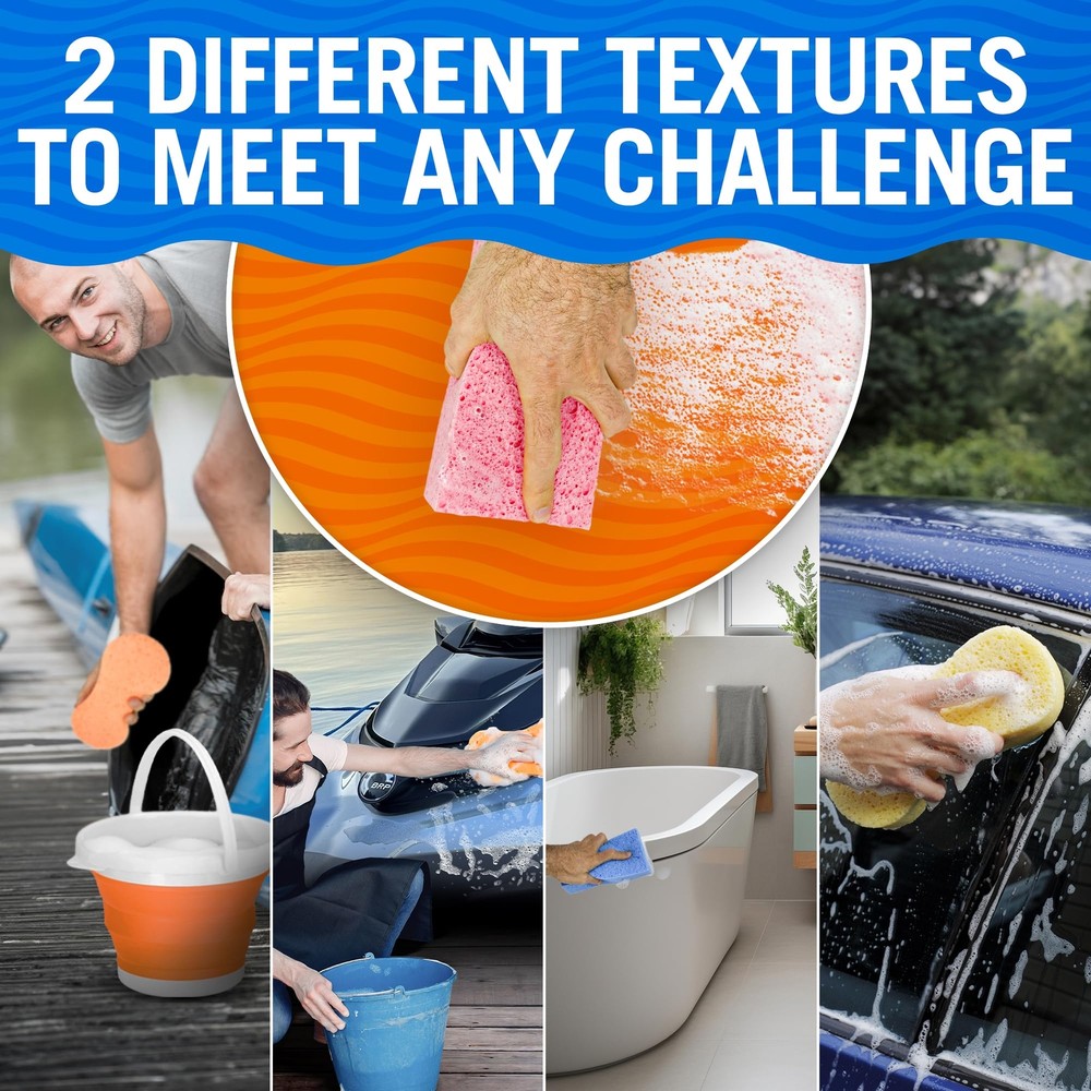 Extra Large Bail Sponge and Bone Sponge Set 6 Soft Car Sponges