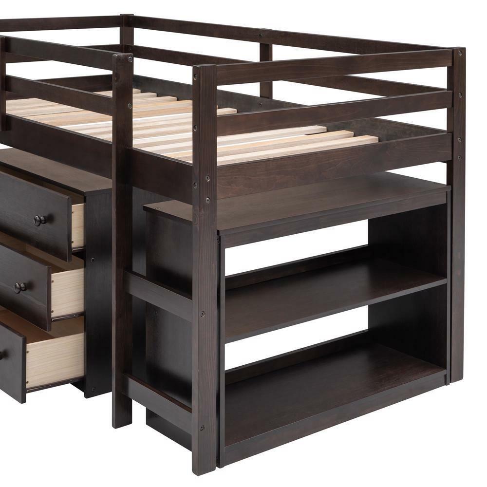 Low Study Twin Loft Bed Espresso