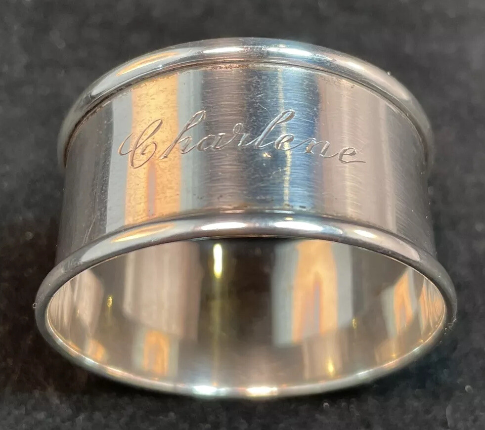 Sterling Silver Napkin Ring Name Engraved “Charlene”