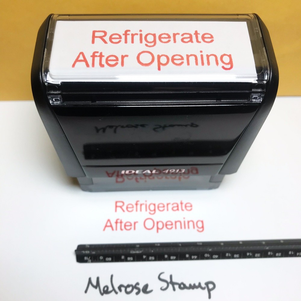 Refrigerate After Opening Rubber Stamp Red Ink Self Inking Ideal 4913
