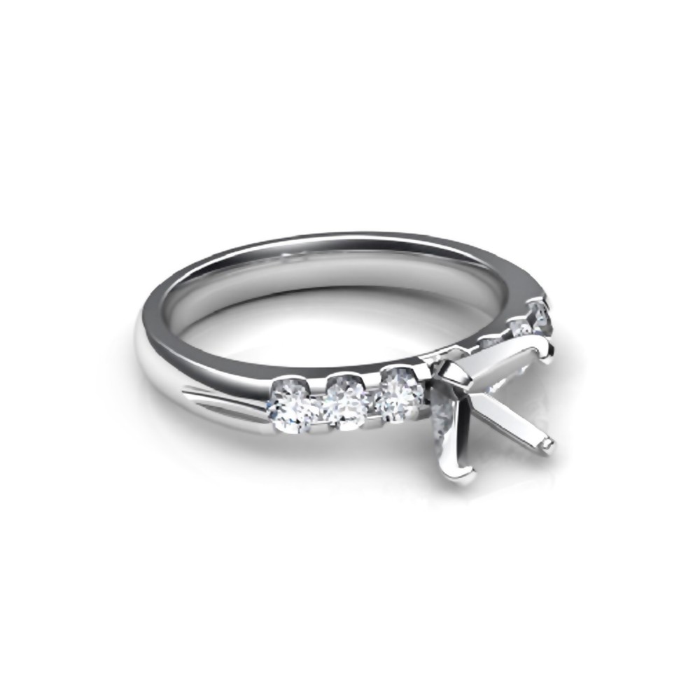 925 Sterling Silver Semi Mount Ring Setting Round 6mm Engagement Ring Setting