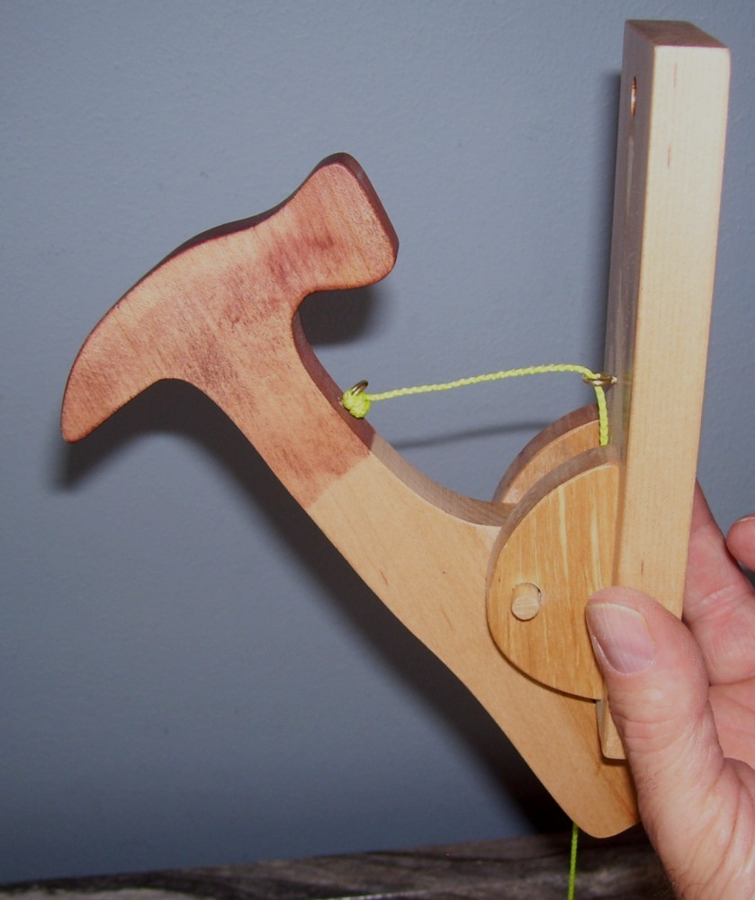 Handmade Wood Hammer Pull String Door Knocker