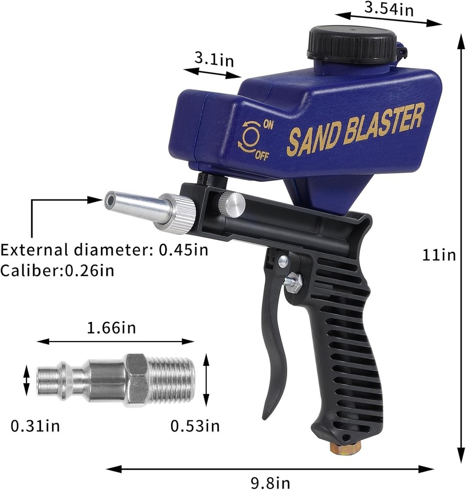 Sand Blaster Gun Kit – Portable Sandblaster for Air Compressor – Rust Removal &