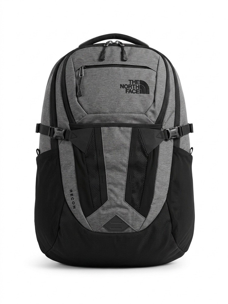 The North Face Backpack Black/Gray Router Transit Pockets RECON Zip Adjust Back