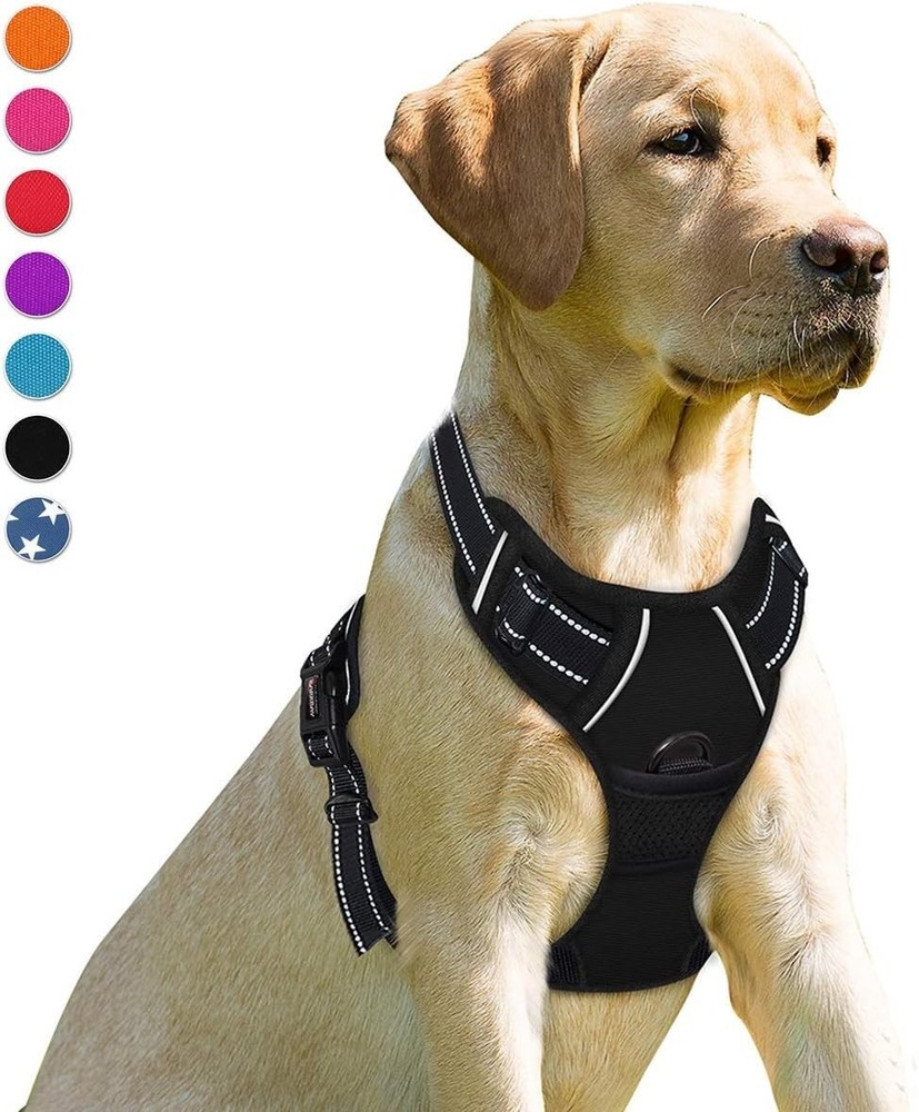 No Pull Dog Harness Front Clip Heavy Duty Reflective Easy Control Handle Large